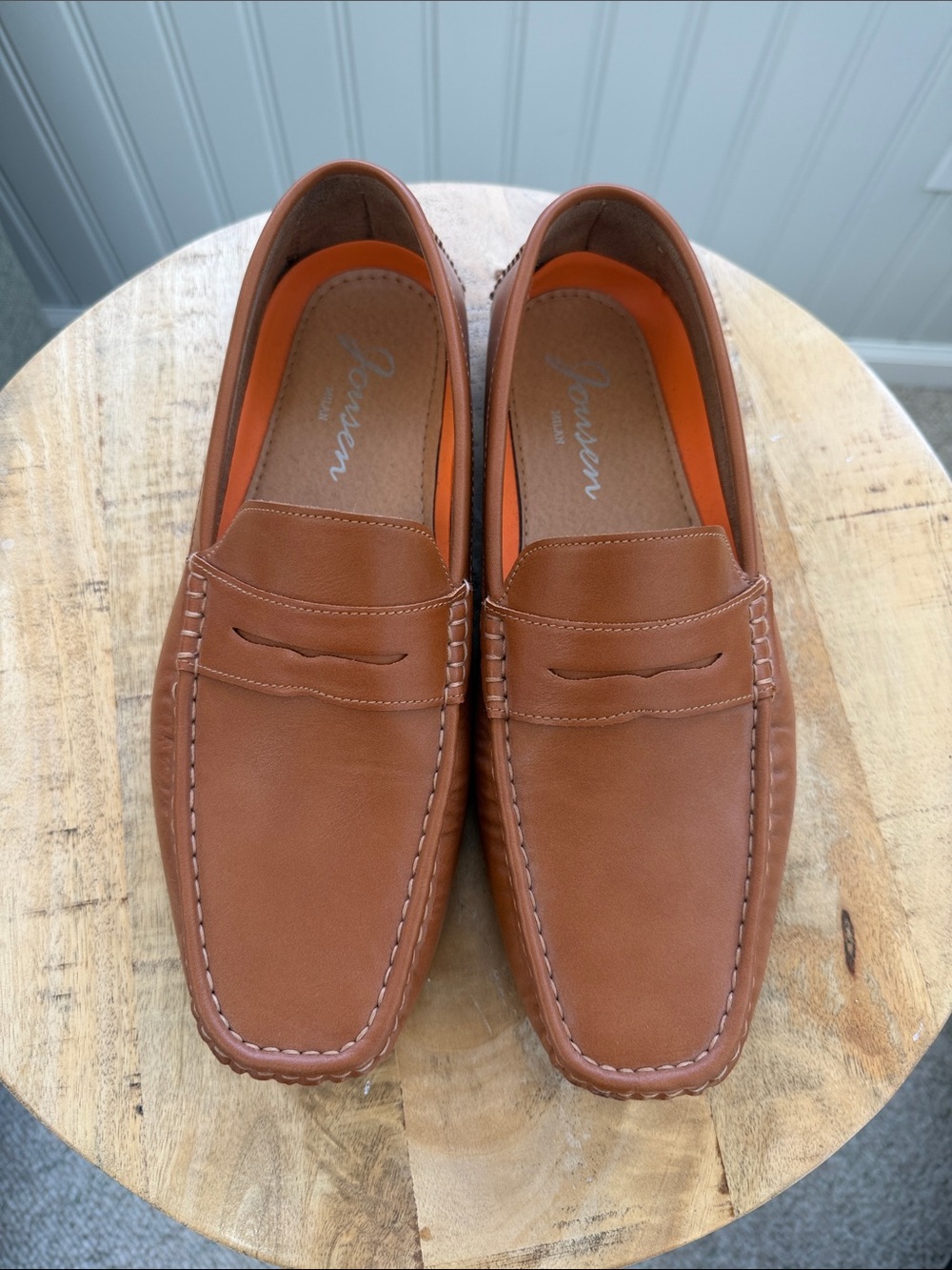 Tan Leather Penny Loafers with Cushioned Insole